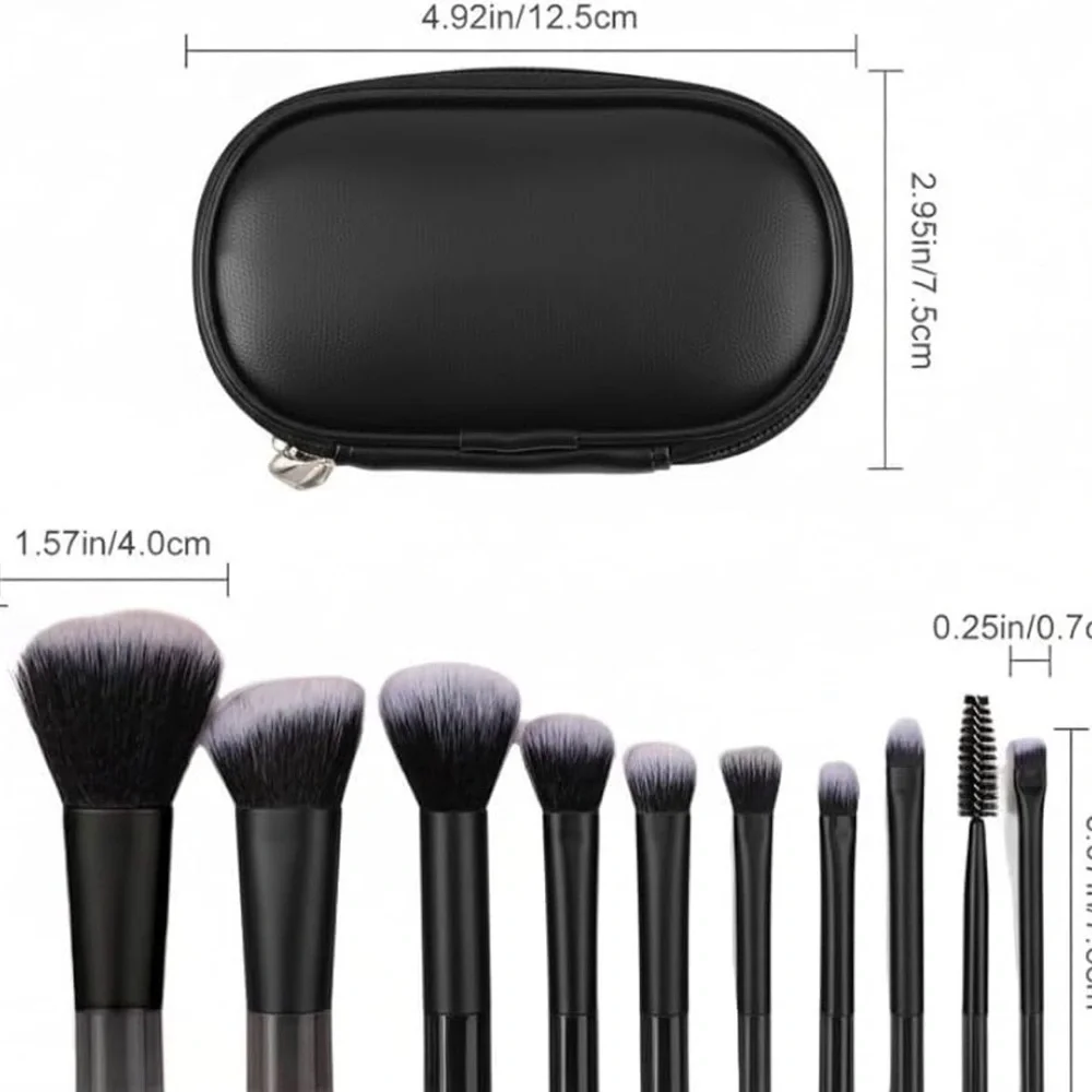 Professional Makeup Brush Set with Case - Black - Picture 2 of 4